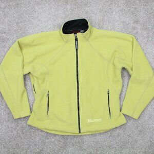 Marmot Windstopper Jacket Womens Small Yellow Full Zip Fleece Pockets Coat